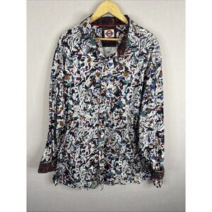 Jermyn & Bond 4X Abstract Art Print Button Front Shirt 100% Cotton Flip Cuff